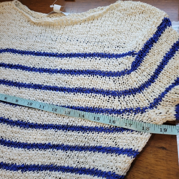 J Crew Montauk pullover sweater in stripe CJ459 Size XS NWT Cream Blue - Picture 7 of 7